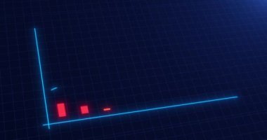 Büyüyen iş konseptiyle dijital mavi bar grafiği. Şebekeli yüksek teknolojili teknoloji grafiği. Soyut arkaplan.