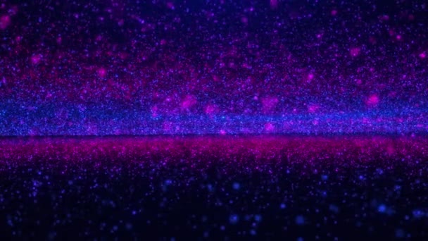 Eine Bewegliche Oberfläche Aus Hellen Neonpartikeln Funkelnde Und Glühende Teilchenpunkte — Stockvideo