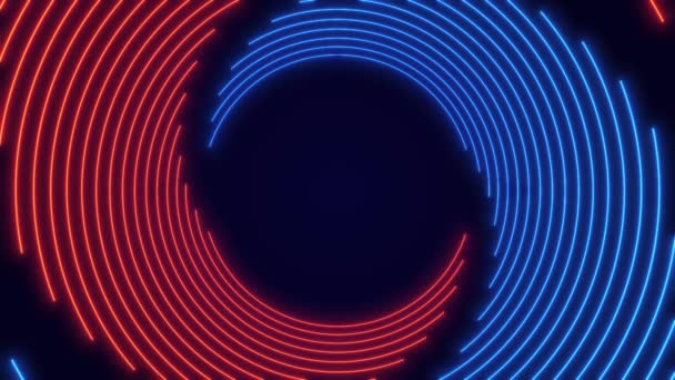 Абстрактні Сяючі Спіральні Лінії Анімація Яскравих Неонових Круглих Ліній Скручений — стокове відео
