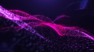 Soyut dijital dinamik parçacık dalgaları hafif hareket ışıkları arka plan, veri akışı, siber teknoloji. 3 boyutlu görüntüleme. Kusursuz döngü 4K videosu. Ekran Koruyucu video canlandırması