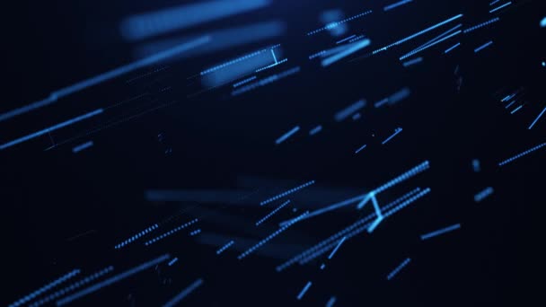 Abstraktní Digitální Modré Pozadí Jasné Světelné Pruhy Čáry Částic Transformují — Stock video