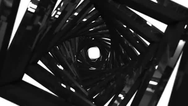 Metalltunnel Med Mjuka Ljusreflektioner Tunnel Med Spegelreflektion Abstrakt Animerad Bakgrund — Stockvideo