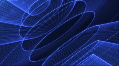 Yüksek teknolojili elementler, teknoloji ve fütüristik konsept etrafında dönüyor. Hologram HUD daire arayüzleri. Dijital veri ağı koruması, gelecekteki teknoloji ağı kavramı.