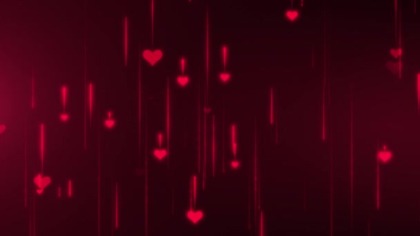 Animación Loop Feliz Día San Valentín Animación Romántica Corazones Brillantes — Vídeo de stock