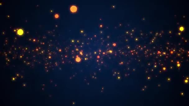 Αφηρημένο Φόντο Σωματιδίων Πορτοκαλί Κουκκίδες Σωματιδίων Πετούν Μακριά Από Την — Αρχείο Βίντεο