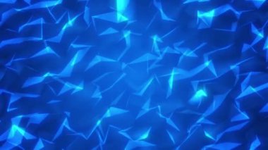 Üçgenlerin fraktal pleksus, dijital teknoloji, büyük veri, yüksek hız bağlantısının soyut mavi arkaplanı dikişsiz döngü