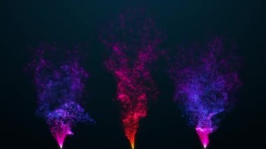 Parlayan parçacıkların sihirli sıvı animasyonu. Parçacık izi. Parıldayan parıltılı, soyut neon parlak alevler, üç boyutlu animasyon. Kusursuz döngü 4K videosu. Ekran Koruyucu video canlandırması