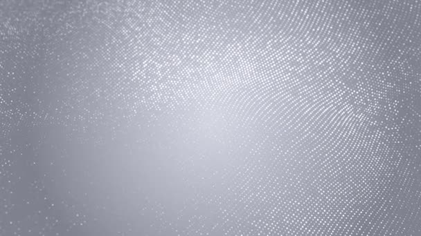 Astratto Pulito Bianco Grigio Onda Particelle Punti Muove Sfondo Visualizzazione — Video Stock