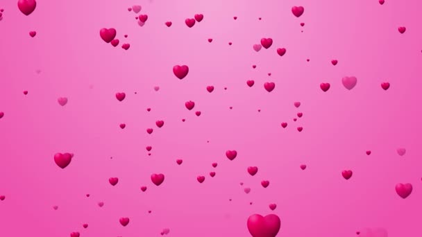 粉色背景上的飞散的心粒子 情人节的背景 粉色梯度 粉红动画之心问候爱情之心 视频4K无缝循环 — 图库视频影像