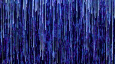 Dijital arkaplan ve veri akışı, parçacıkların yağmuru veya neon ışık çizgilerinin düşmesi, büyük veri görselleştirmesi, geleceksel veya teknolojik arka plan kusursuz döngü animasyonu