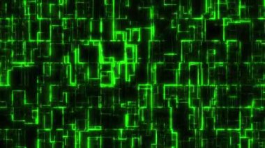Fraktal gürültü dijital arka plan. Matrix stilinde soyut yeşil animasyon. Kusursuz döngü, 4K
