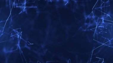 Çizgiler, noktalar ve üçgenler, dijital teknoloji, büyük veriler, yüksek hızlı bağlantı görselleştirmesi içeren soyut geleceksel arkaplan.