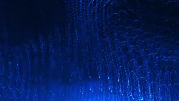 Onda Brillante Abstracta Partículas Puntos Mueve Sobre Fondo Azul Visualización — Vídeos de Stock