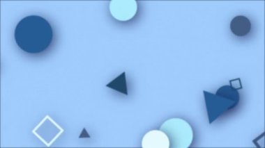 Animasyon soyut geometrik şekiller. Kareler, üçgenler ve dairelerle modern bir arkaplan. Kusursuz döngü. 