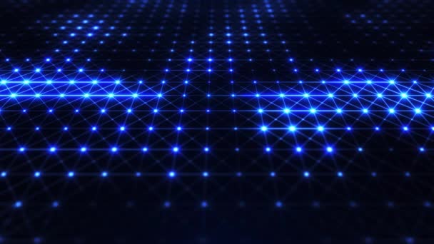 Griglia Neon Futuristica Ciberspazio Digitale Tecnologie Big Data Sfondo Digitale — Video Stock