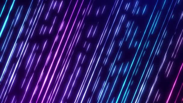 Абстрактний Фон Блискучими Неоновими Лініями Яскраві Неонові Промені Нічне Світло — стокове відео