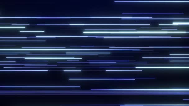 Světlé Neony Pohybující Horizontální Čáry Modrém Pozadí Pohyb Vodorovných Světelných — Stock video