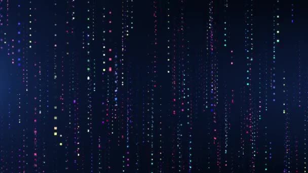 Абстрактная Цветная Анимация Падающих Геометрических Фигур Квадратов Поток Частиц Частичный — стоковое видео