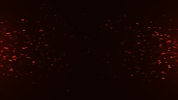 Ιπτάμενες Σπίθες Και Κάρβουνα Από Μια Φωτιά Αφηρημένα Λαμπερά Σωματίδια — Αρχείο Βίντεο