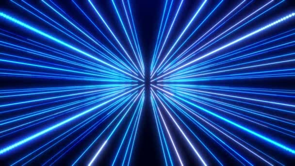 Abstrakt Bakgrund Med Glödande Neonlinjer Ljusa Neonstrålar Nattljus Och Hastighet — Stockvideo
