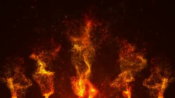 빛나는 Particles Particle 트레일의 애니메이션 불에서 불꽃과 배경에 불타는 연기의 — 비디오