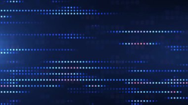 Yüksek teknolojili rastgele noktalar ve neon ışıkları olan soyut dijital arkaplan. Veri analiz teknolojileri, ağ bağlantısı, büyük veriler, Bilgisayar Teknolojisi Konsepti. Kusursuz döngü