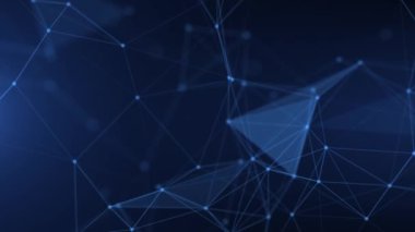 Çizgiler, noktalar ve üçgenler, dijital teknoloji, büyük veriler, yüksek hızlı bağlantı görselleştirmesi içeren soyut fütüristik arka plan. Kusursuz döngü soyut arkaplan bilim kurgu teması.