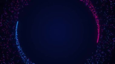 Parlak parçacıklar daireler çizerek dönüyorlar. Toz parçacıkları izi. Logo açılışı veya tatil animasyonu