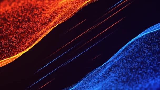 Абстрактні Цифрові Динамічні Хвилі Частинок Фоном Світлового Руху Потоком Даних — стокове відео