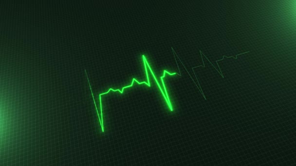 Kardiogram Vagy Szívverés Kórházi Zöld Kardiális Ekg Monitor Absztrakt Orvosi — Stock videók