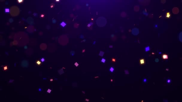 Padající Mnohobarevné Konfety Částeček Krásné Zářící Bokeh Barevné Abstraktní Pozadí — Stock video