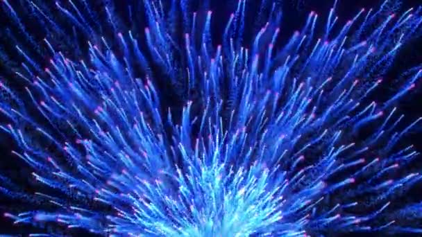 Abstrakte Glühende Teilchen Fliegen Mit Wellenenergie Magische Teilchen Funkeln Und — Stockvideo