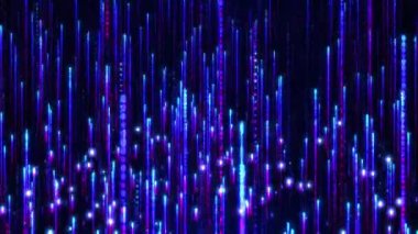 Parlayan neon parçacık çizgileri olan soyut dijital arkaplan. Işık saçan parlak çizgilerin hareketi. Dijital teknoloji, sosyal medya bağlantısı, hızlı internet bağlantısı. Kusursuz döngü