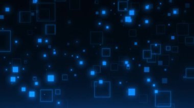 Dijital kare figürleri mavi arka planda yükseliyor. Dijital teknoloji, büyük veriler, yüksek hızlı bağlantı görselleştirme. Kusursuz döngü