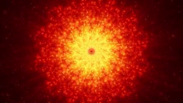 Abstract Background Bright Orange Sphere Particles Emitting Rays Light Magic — Stock Video