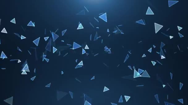 Ψηφιακές Φιγούρες Τριγώνων Κινούνται Μπλε Φόντο Ψηφιακές Τεχνολογίες Μεγάλα Δεδομένα — Αρχείο Βίντεο