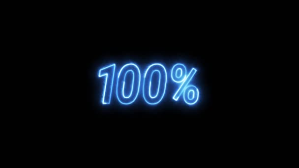 100 Texttypsnitt Med Neonljus Glödande Skylt Svart Bakgrund 100 Procent — Stockvideo