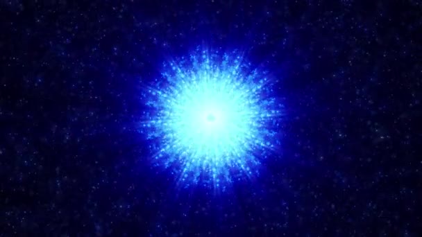 Abstrakte Runde Kugel Aus Leuchtend Blauen Magischen Glühpartikeln Auf Dunklem — Stockvideo