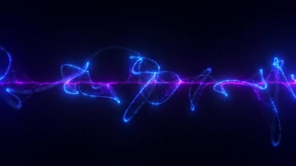 Ondas Partículas Dinámicas Digitales Abstractas Con Luces Movimiento Luz Fondo — Vídeo de stock