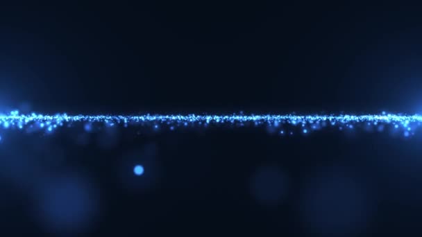 Abstracte Digitale Achtergrond Met Heldere Neon Gloeiende Deeltjes Mooie Bokeh — Stockvideo