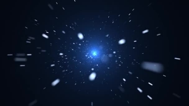 在光的背景上飞行抽象的蓝色粒子 神奇的尘埃和闪耀的火花 无缝循环 — 图库视频影像