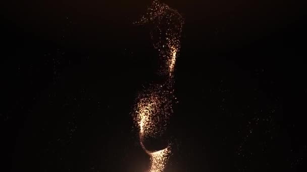 Абстрактные Частицы Жидкого Золота Вращаются Волновой Энергии Сияние Частиц Пыли — стоковое видео