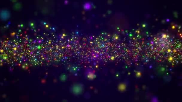 Abstrakter Hintergrund Magischer Staubpartikel Bunte Partikel Glühen Glänzende Helle Bokeh — Stockvideo