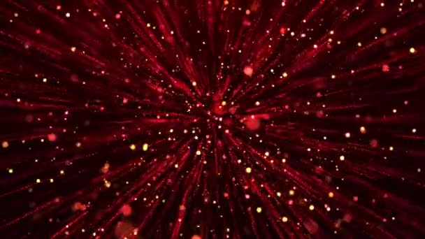 Αφηρημένη Πολύχρωμη Έκρηξη Σκόνης Των Κόκκινων Σωματιδίων Την Κίνηση Των — Αρχείο Βίντεο