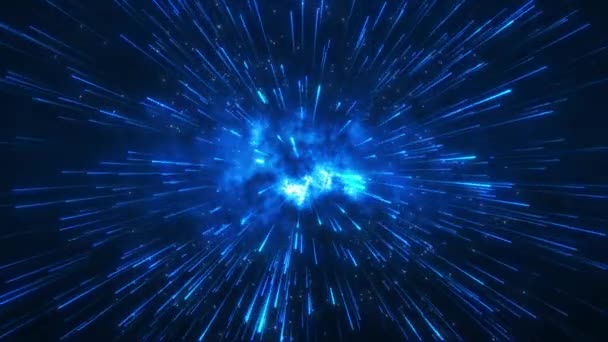 Podróżując Czasie Przestrzeni Prędkością Światła Hiperskok Kosmos Jasne Neonowe Niebieskie — Wideo stockowe