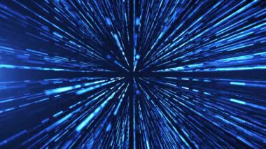 Parlayan neon parçacıkları ve çizgileri olan soyut dijital arkaplan. Parlak çizgili parçacıkların hareketi. Parlak ışık huzmeleri. Kusursuz döngü soyut arkaplan