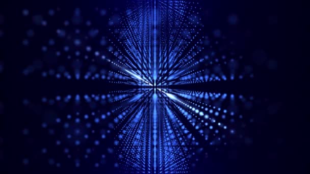 Abstrakte Futuristische Cyber Weltszene Glühende Partikeltechnologie Oberfläche Neon Nacht Szene — Stockvideo