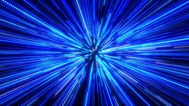 宇宙を飛んで ハイパースペースに入る ハイパースペースは星を宇宙に飛び込む 光のアニメーションの速度 宇宙のワームホールトンネルを介して光速で高速移動します 4Kについて — ストック動画
