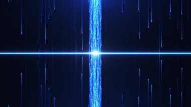 Soyut fütüristik siber dünya sahnesi, bilim kurgu sahnesi, parlayan teknoloji yüzeyi, neon gece sahnesi, parlak neon çizgileri yukarı aşağı giden dijital bilim arka planı. 4K animasyon, kusursuz döngü.