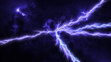 Merkezden mavi ve beyaz ışık huzmeleri ve şimşekler yayılır, sağdan ve soldan gelen enerji ve elektrik boşaltımları. Tesla bobini.